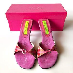 Materia Prima by Goffredo Fantini Pink Plaid Suede Leather Sandals EU Size 37